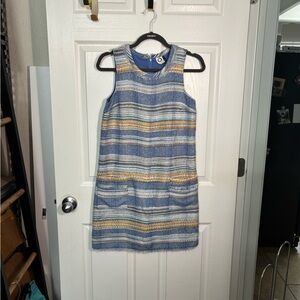 Striped Blue and‎ Yellow Sleeveless Dress
